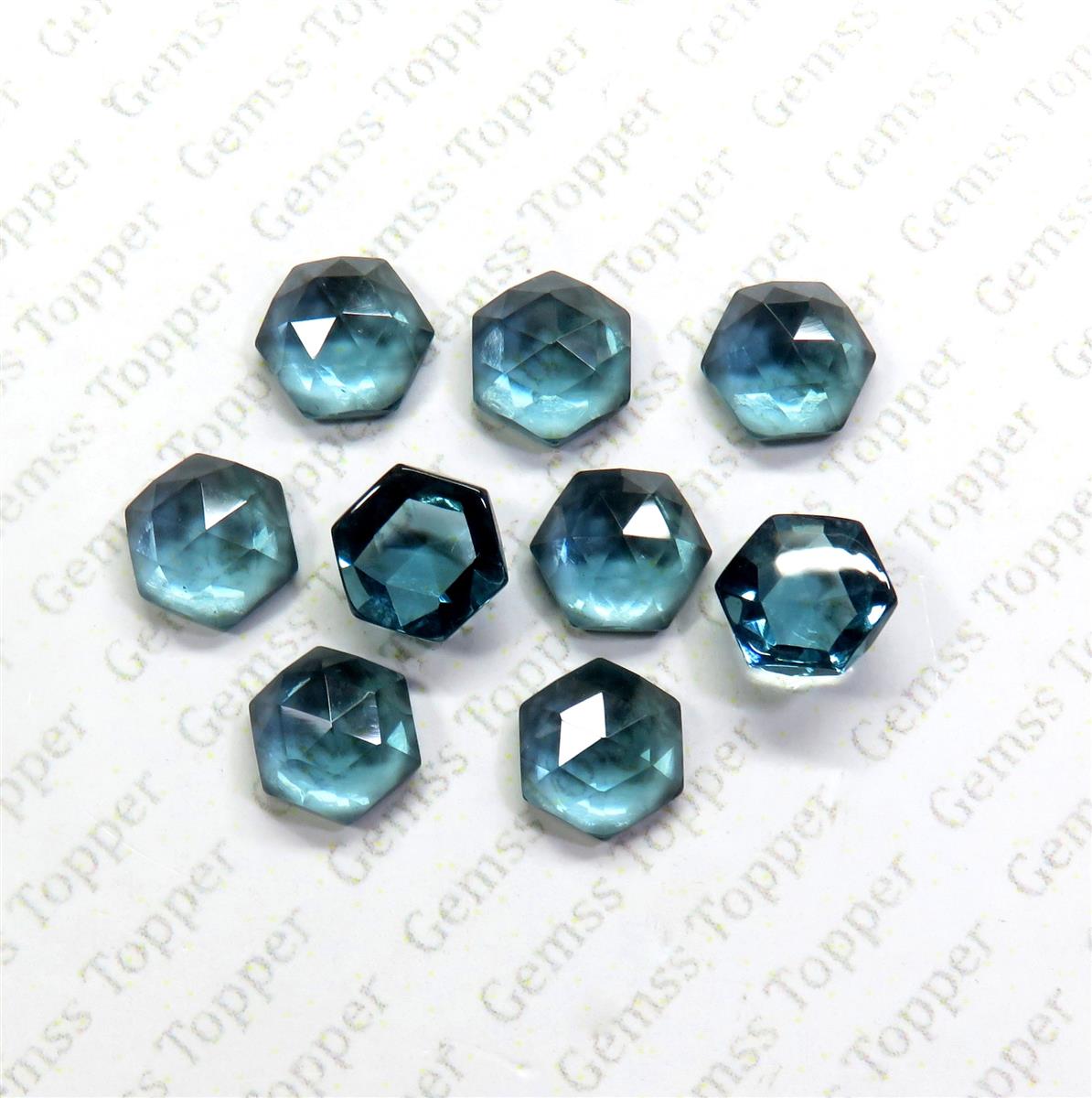 London Blue Topaz 10x10 mm Hexagone Rose Cut